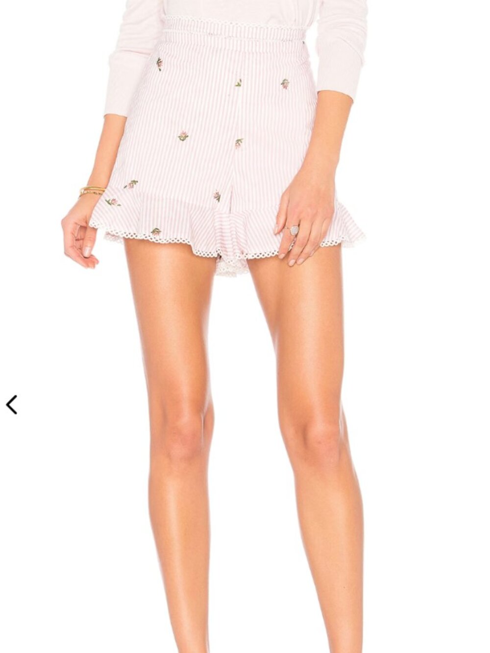 J.O.A. Embroidered Ruffle Shorts - size S -
